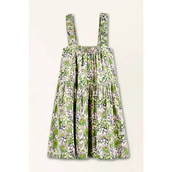 Tiered Floral Mini Dress in Light Green - Picture 5 of 6